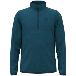 ODLO ROY KIDS STRIPE MIDLAYER 1/2 ZIP BLUE WING TEAL/INDIGO BUNTING 23