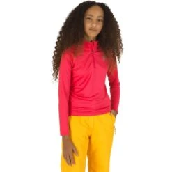 ROSSIGNOL GIRL 1/2 ZIP WARM STRETCH PINK LIFT 23